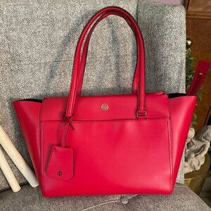Tory Burch Red Leather Tote Bag Purse